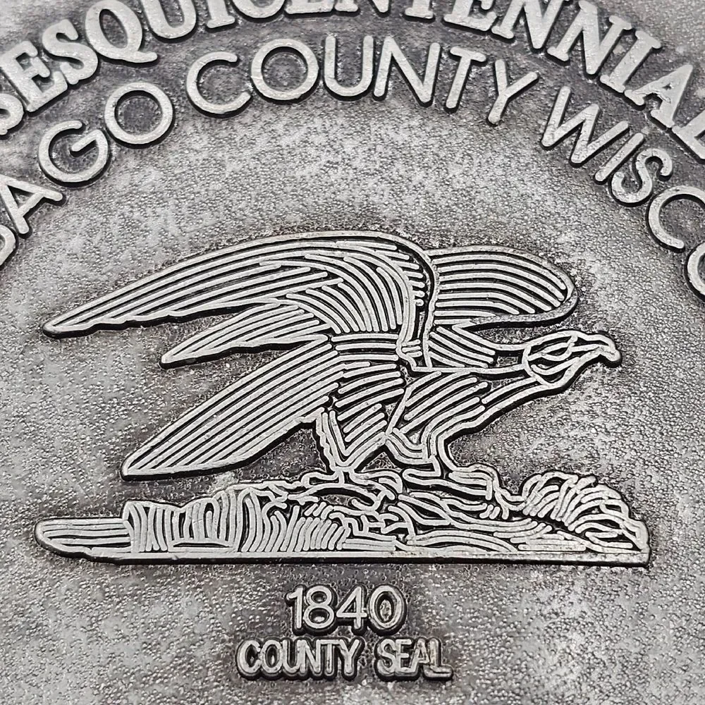 Wisconsin Sesquicentennial Belt Buckle Pewter Eagle 1998 Winnebago County Fair